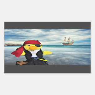 Autocollant rectangulaire Danny Duck le Pirate