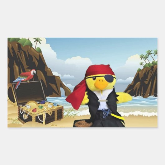 Autocollant rectangulaire Danny Duck le pirate (Devant)
