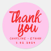 Autocollant rectangulaire de mariage écriture manu (Devant)