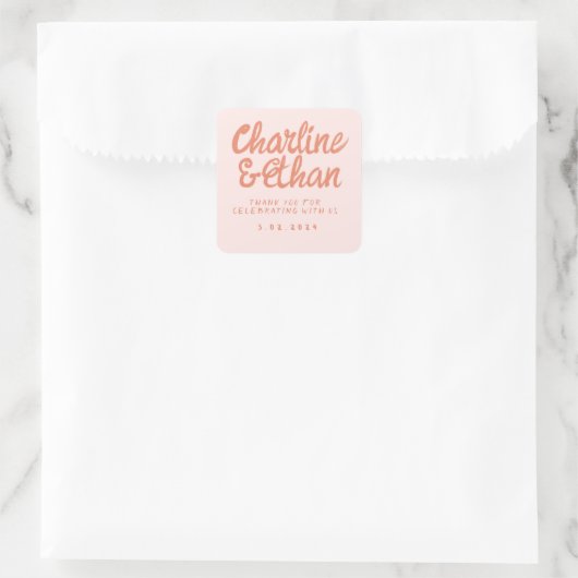 Autocollant rectangulaire de mariage rétro écritur (Sac)