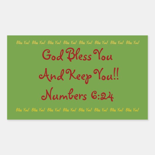 Autocollant rectangulaire "Dieu vous bénisse !" (Devant)