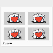 Autocollant rectangulaire en duo coeur Eskimo amér (Feuille)