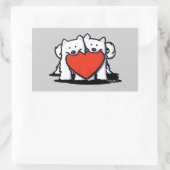 Autocollant rectangulaire en duo coeur Eskimo amér (Sac)