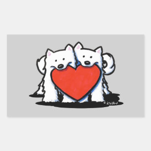 Autocollant rectangulaire en duo coeur Eskimo amér