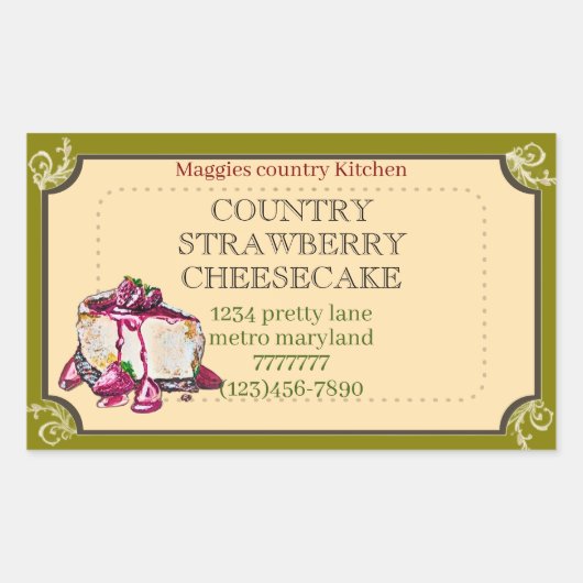autocollant rectangulaire gâteau au fromage et fra (Devant)