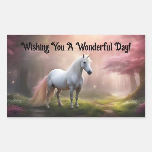 Autocollant Rectangulaire Licorne Adorable (Devant)