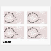 Autocollant rectangulaire Noël rose flocons de nei (Feuille)