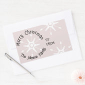 Autocollant rectangulaire Noël rose flocons de nei (Enveloppe)
