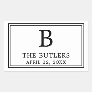 Autocollant rectangulaire noir et blanc moderne