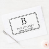 Autocollant rectangulaire noir et blanc moderne (Enveloppe)