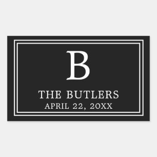 Autocollant rectangulaire noir et blanc moderne