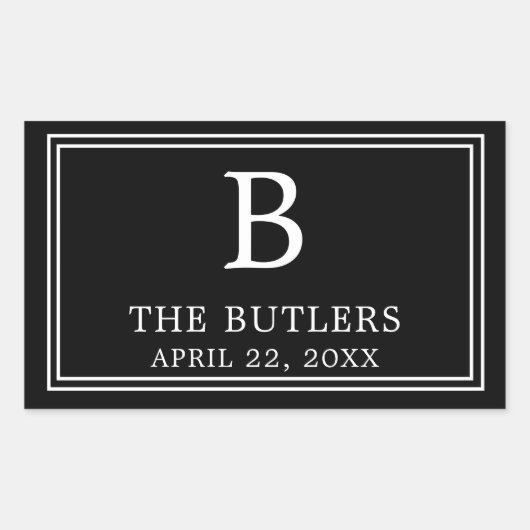 Autocollant rectangulaire noir et blanc moderne (Devant)