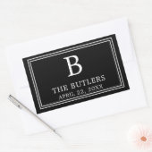 Autocollant rectangulaire noir et blanc moderne (Enveloppe)