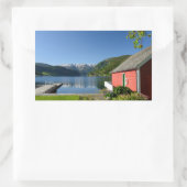 Autocollant rectangulaire norvégien fjord et boath (Sac)