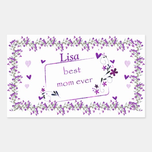Autocollant rectangulaire pour maman violette (Devant)