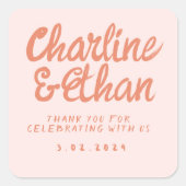 Autocollant rectangulaire Rétro Mariage écriture m (Devant)