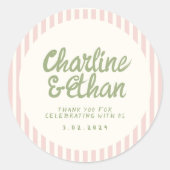 Autocollant rectangulaire RétroMariage écriture ma (Devant)