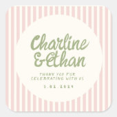 Autocollant rectangulaire RétroMariage écriture ma (Devant)