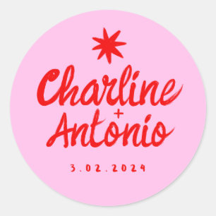 Autocollant rectangulaire RétroMariage Écriture ma