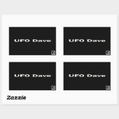 Autocollant rectangulaire UFO Dave avec logo faceb (Feuille)