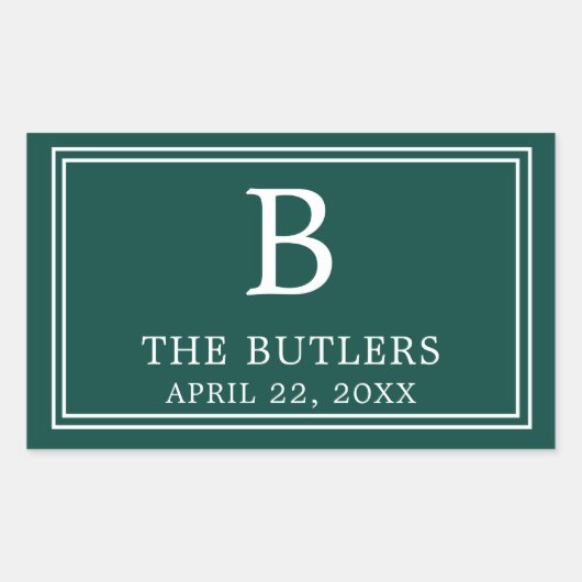 Autocollant rectangulaire vert émeraude moderne (Devant)