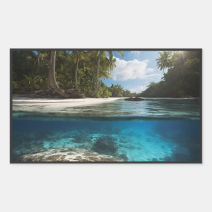 Autocollant rectangulaire Vue tropicale océane