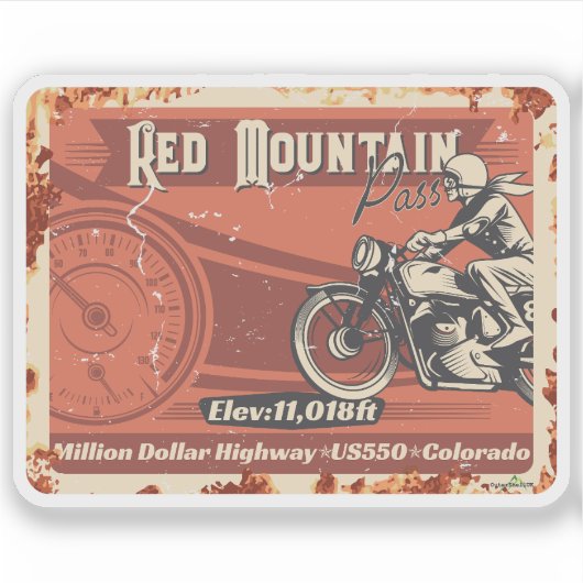Autocollant Red Mountain Pass Colorado Motorcycle  (Devant)