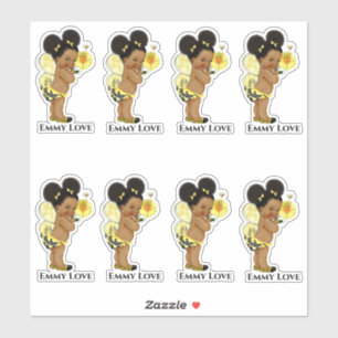 Autocollant Reine Abeille Fille Ailes Jaunes Rayur