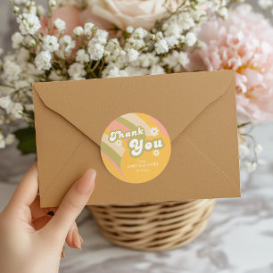 Autocollant Remerciement Arc-en-Ciel Rétro Pêche M