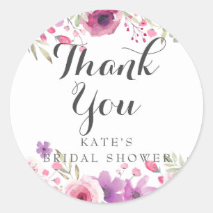 Autocollant Remerciement de Baby Shower Roses Aqua