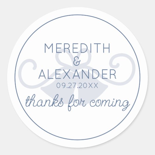 Autocollant Remerciement Mariage Bleu Poussiéreux (Devant)