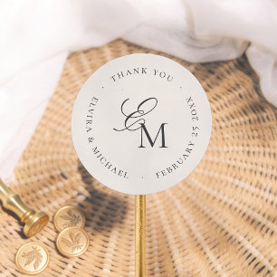 Autocollant Remerciement Mariage Monogramme Minima