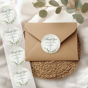 Autocollant Remerciements Mariage Fleurs Blanches 