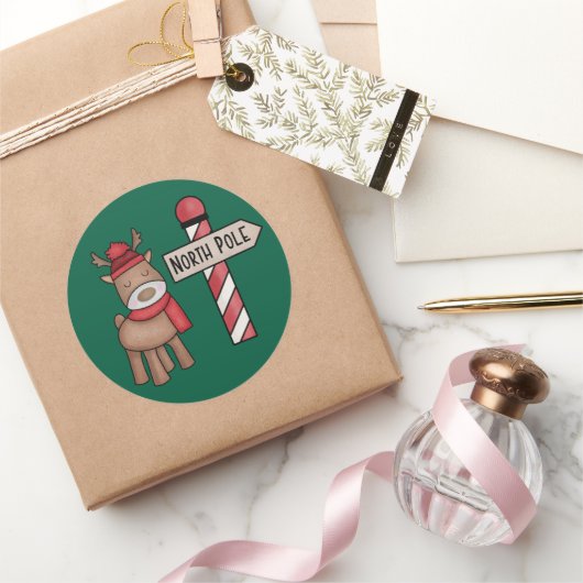 Autocollant Renne Rustique - Style Vintage Pôle No (Cadeaux)