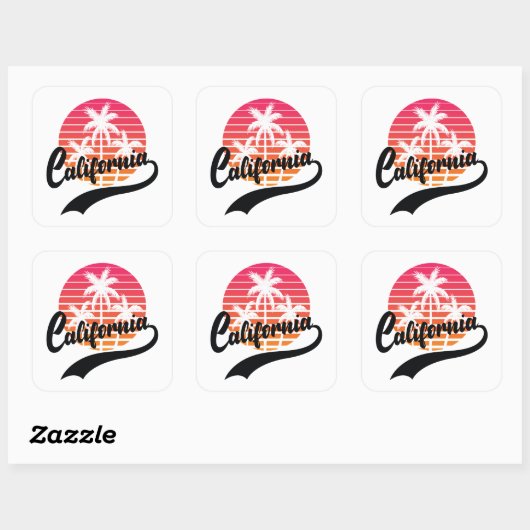 Autocollant rétro californien (Feuille)