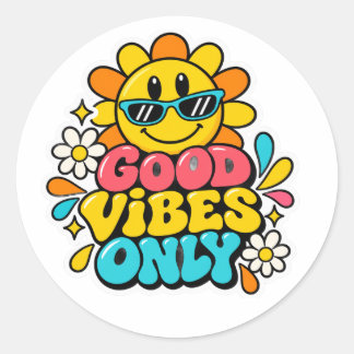 Autocollant Rétro « Good Vibes Only »