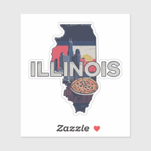 Autocollant Retro Illinois (Feuille)