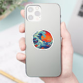 Autocollant rétro japonais Wave - Art Vintage Supe (Téléphone)