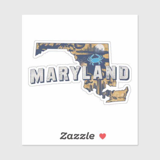 Autocollant Retro Maryland (Feuille)
