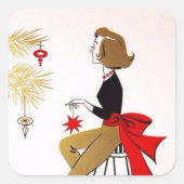 autocollant rétro vintage Christmas lady Vacances (Devant)