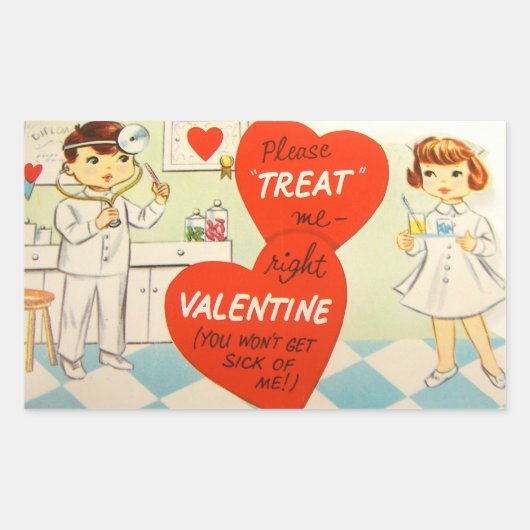 Autocollant Retro Vintage Doctor Nurse Valentine (Devant)