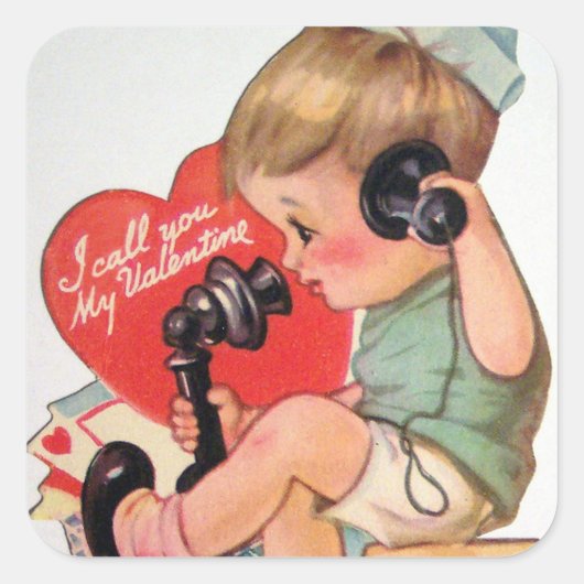 Autocollant Retro Vintage garçon Valentine (Devant)