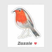 Autocollant Robin rouge et gris élégant (Feuille)