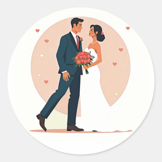 Autocollant romantique Mariage Couple (Devant)