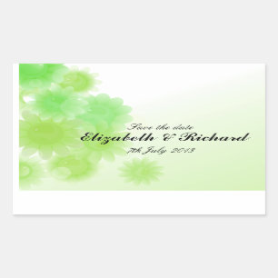 Autocollant romantique vert floral "Save the date"