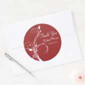 Autocollant rond 3 po à fleurs rouge et blanc (Enveloppe)