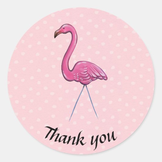 autocollant rond à pois flamingo Merci (Devant)