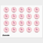 autocollant rond à pois flamingo Merci (Feuille)