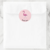 autocollant rond à pois flamingo Merci (Sac)