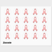 Autocollant rond à ruban de sensibilisation rose (Feuille)